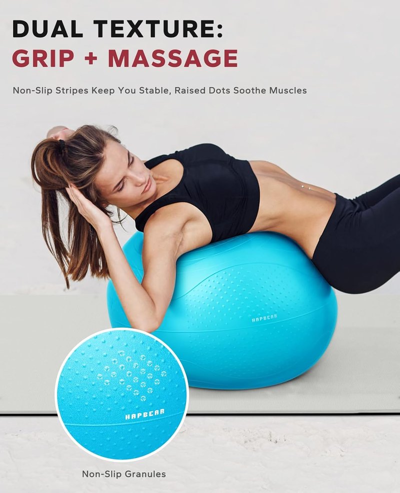 Exercise Ball - Anti-Burst Slip-Resistant Yoga/Pilates Ball for Core Training | 22''/26''/30'' Sizes, Includes Quick Pump & 3 Resistance Bands