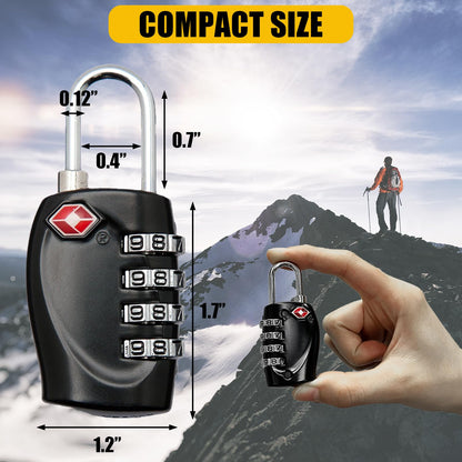 2 Pack TSA Approved Gun Case Locks - 4 Digit Travel Locks, Small Combo Padlocks for Pistol & Revolver Hard Cases