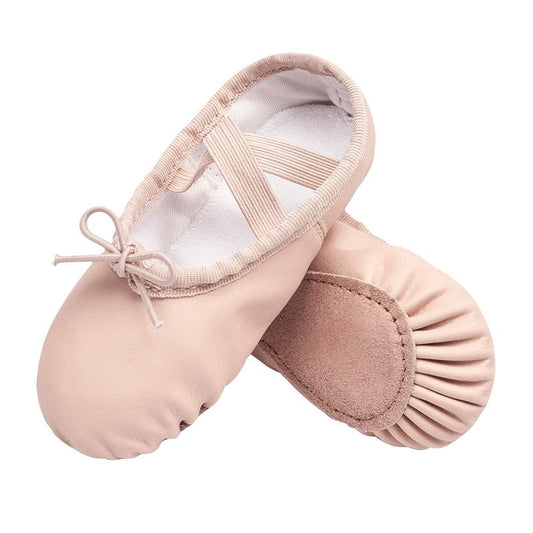 Stelle Ballet Shoes for Girls Toddler Ballet Slippers Soft Leather Boys Dance Shoes for Toddler/Little Kid/Big Kid(Ballet Pink (with Lace), 6MB)