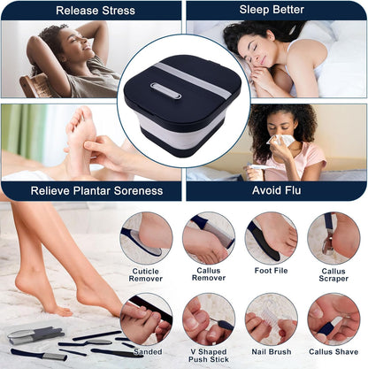 Collapsible Foot Bath Spa with Heat, Remote Control, Massage Rollers, Bubble, Foot Pedicure Kit, Red Light, Pedicure Foot Spa, Foot Bath for Gifts