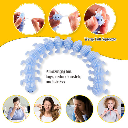Sumind 6 Pieces Caterpillar Stretchy Fidget Toy Operation Christmas Bulk Items Luminous Sensory Fidget Toy Stretchy String for Anxiety Relief for Autism ADHD Calming Relaxing,6 Colors