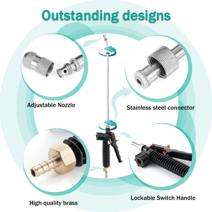 29 Inches Sprayer Wand,Adjustable Universal Sprayer Wand with 3/8" Brass Barb, Stainless Steel Replacement Sprayer Wand with Shut off Valve (2Pcs 3/8" Barb Sprayer Wand)