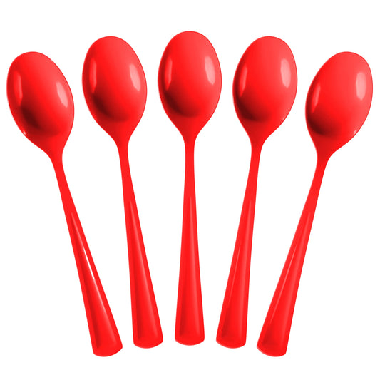 Exquisite Red Plastic Spoons 50 Pieces Red Spoons Disposable Utensils Heavy Duty Plastic Cutlery Set Disposable Cutlery Sets Flatware Sets Silverware Set For Party Supplies & Party Tableware