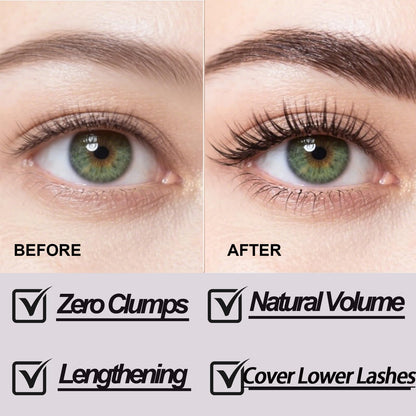 Black Washable Metal Mascara Wand, Waterproof Iron Wand Mascara Tubing, Natural Length Slim Volume Buildable Formula, Separated Lashes, Long Lasting Smudge-Proof No Flaking Tint