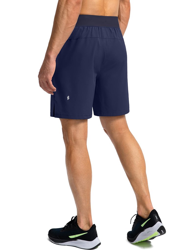 Soothfeel Men's Running Shorts with Zipper Pockets 7 Inch Lightweight Quick Dry Gym Athletic Workout Shorts for Men (Navy, 3XL)