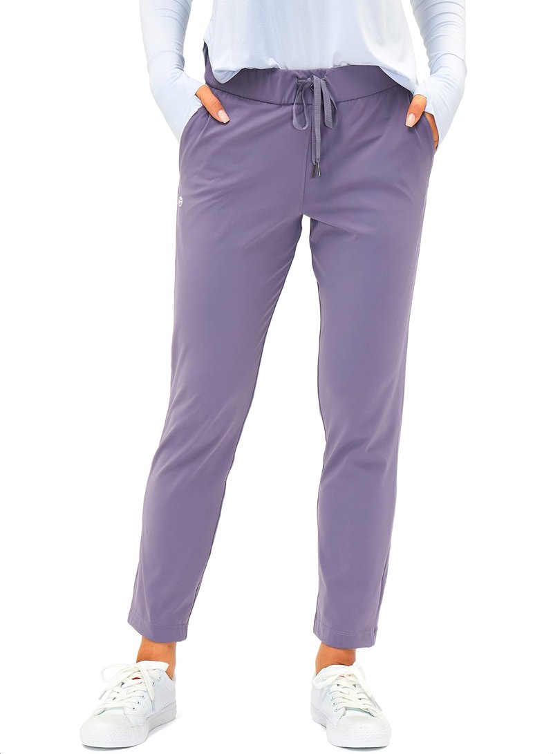 Women's Pants with Deep Pockets 7/8 Stretch Sweatpants for Women Athletic, Golf, Lounge, Work (Purple, Medium)