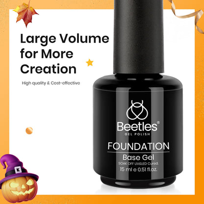Beetles 3Pcs 15ml Builder Nail Gel with No Wipe Top Coat Gel Nail Polish and Base Coat Halloween Set for Nails Shine Finish and Long Lasting Nail Protection UV/LED Lamp Needed Gift for Women