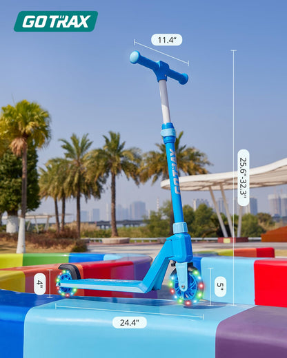 Gotrax K03 Kick Scooter for Kids, 5" LED Lighted Wheels and Adjustable Handlebars, Lightweight Design and Anti-Slip Deck, Max Load 110 Lbs, Kids Scooter for Boys & Girls Ages 3+, Blue