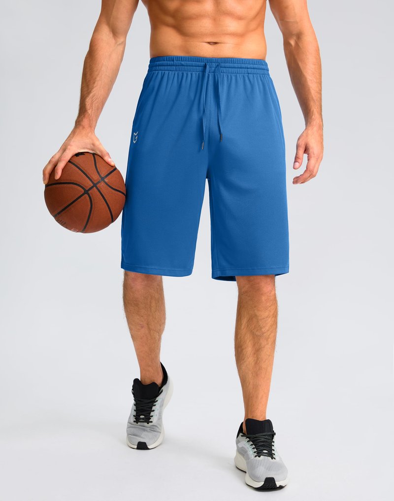 G Gradual Men's Athletic Shorts with Pockets 9" / 11" Long Basketball Shorts Lightweight Quick Dry Gym Workout Shorts for Men(Blue,XL)
