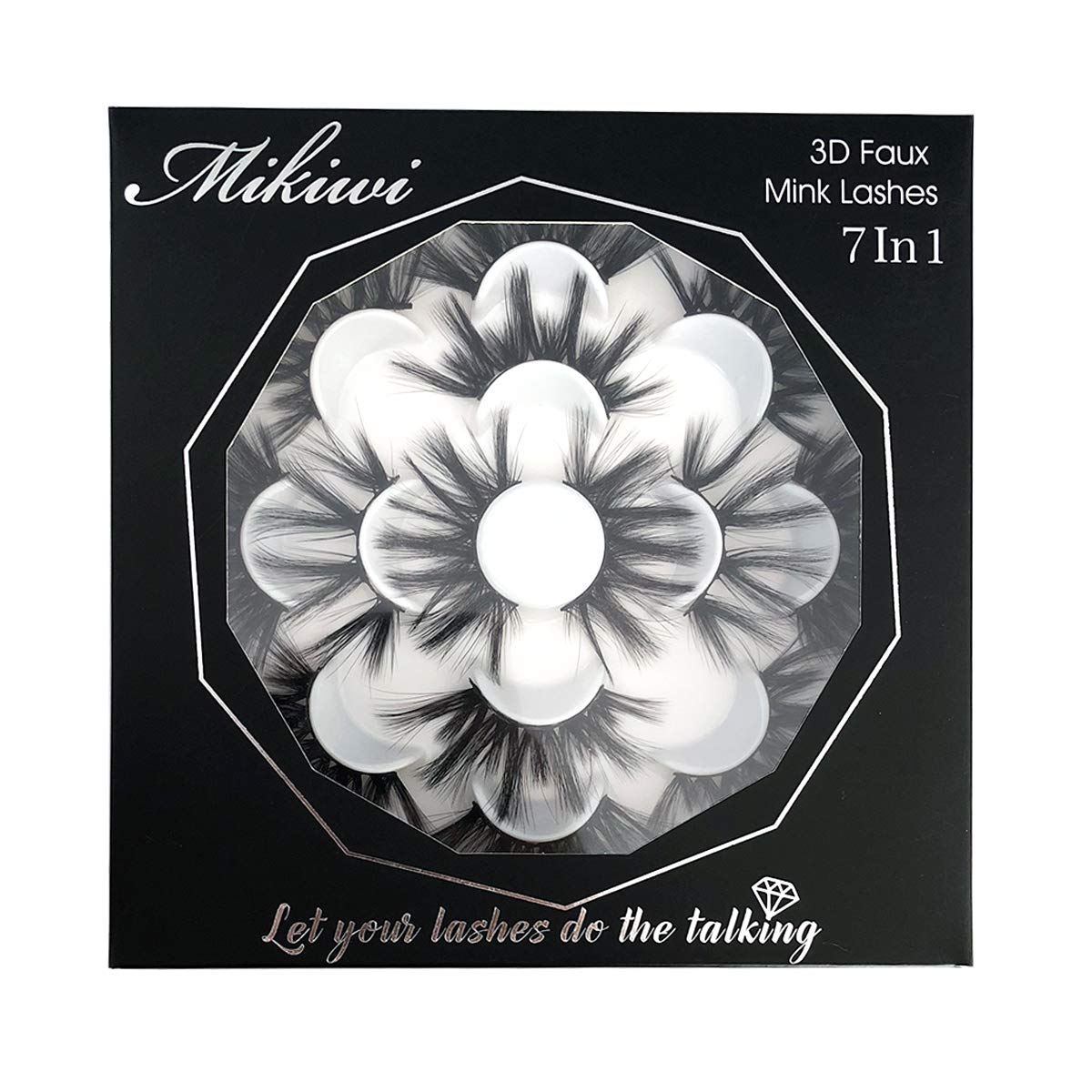 Mikiwi 25mm Faux Mink Lashes, 6D lashes, Faux Mink Eyelashes, Dramatic Lashes, 7 Pairs Fluffy Mink Lashes, 25 mm Lashes for Halloween Party