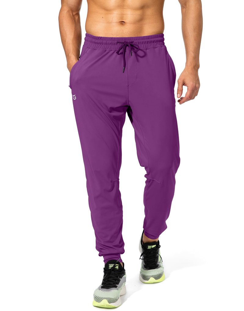 Men's Sweatpants with Zipper Pockets Athletic Pants Traning Track Pants Joggers for Men Soccer, Running, Workout (Purple, Small)
