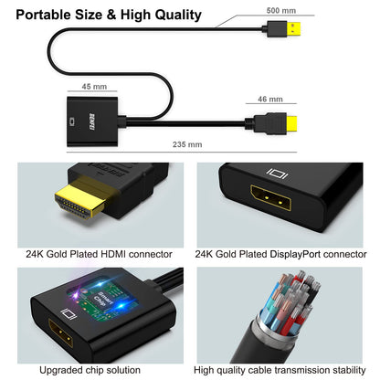 BENFEI HDMI to DisplayPort Adapter, HDMI Source Device Laptop/PC/Game host to DisplayPort Monitor/TV Adapter 4K 60Hz Compatible with Laptop, XBox 360 One, PS4 PS3 and more