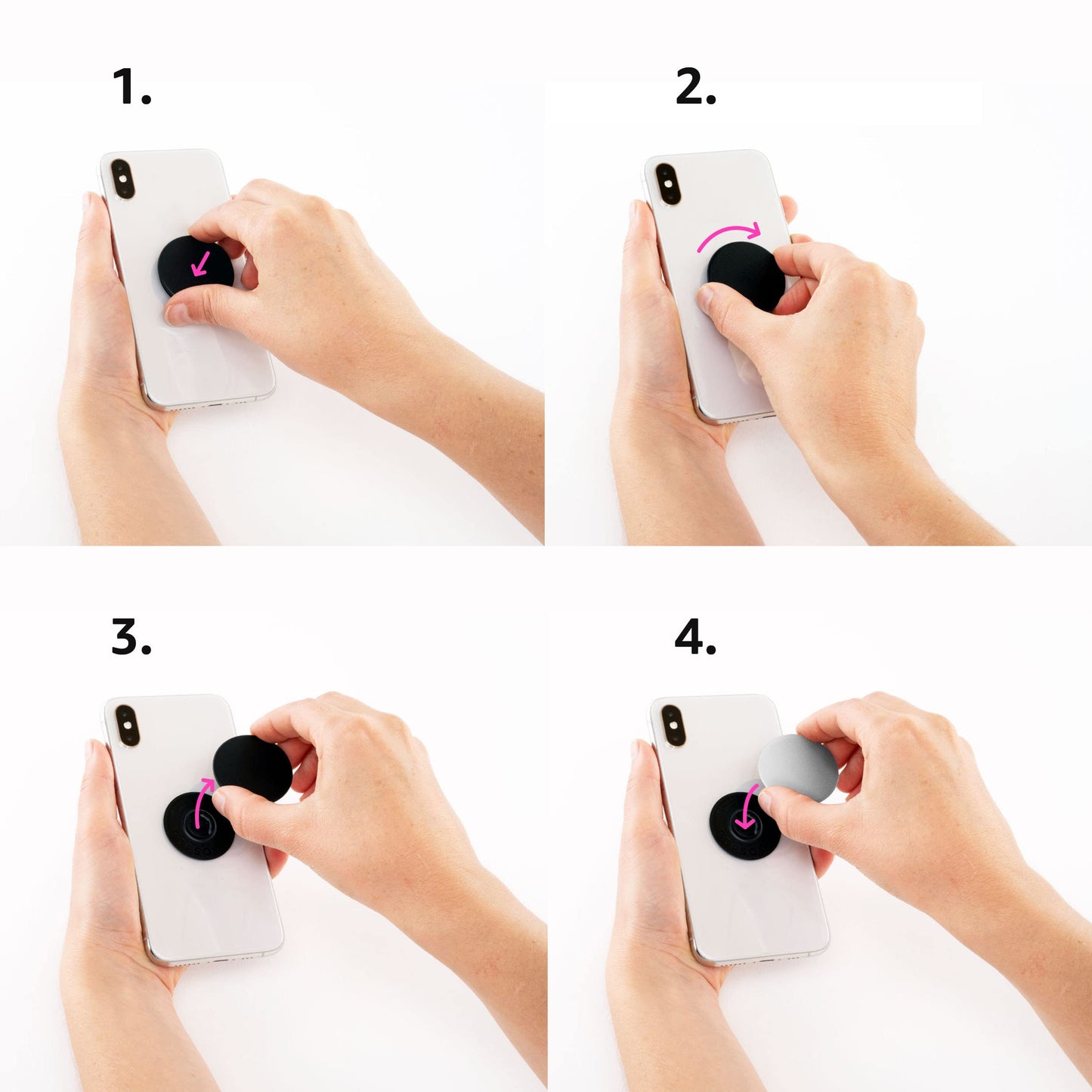 Moon Phases Crystal Witchy Cute Black Cat Kawaii Pastel Goth PopSockets Adhesive PopGrip