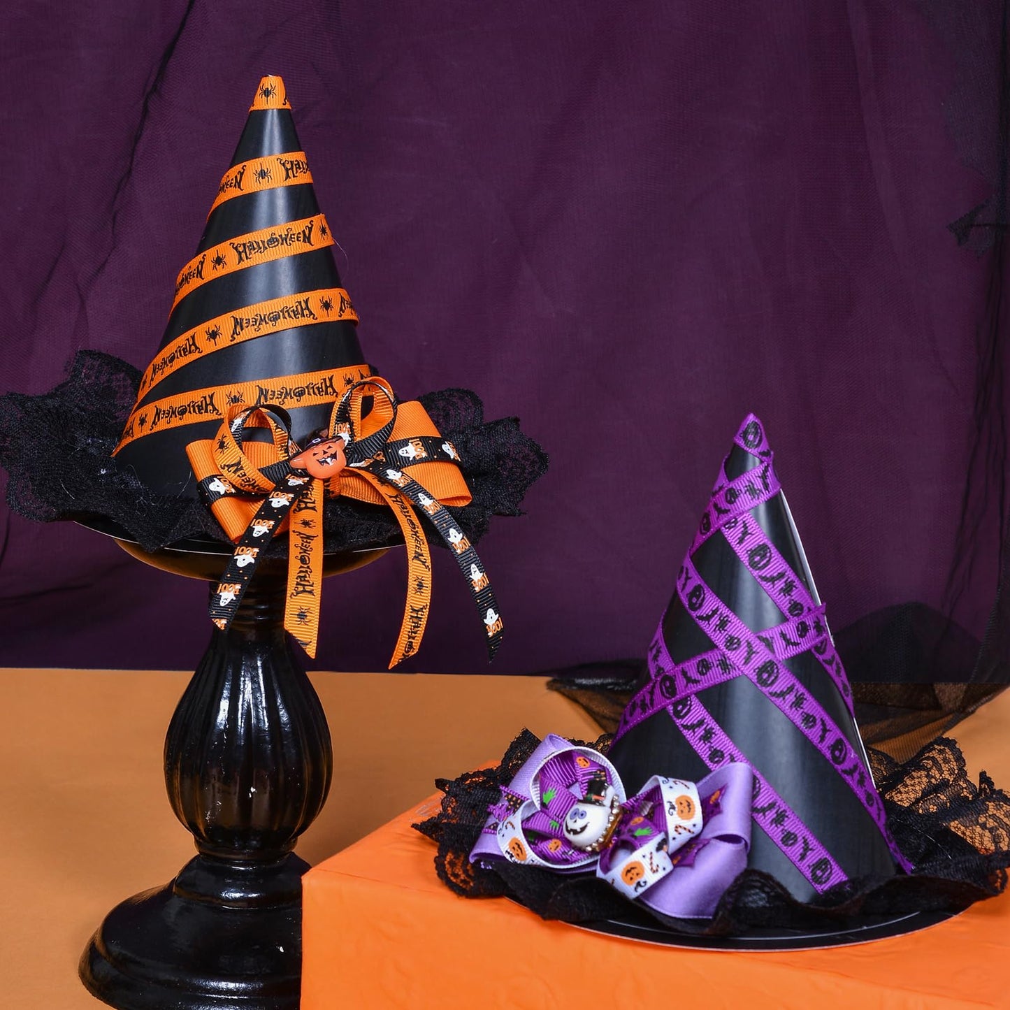Ribest Halloween Ribbon Grosgrain 3/8 Inch Thin Ribbons for Crafts Gift Wrapping Decor 12 Rolls Total 60 Yards