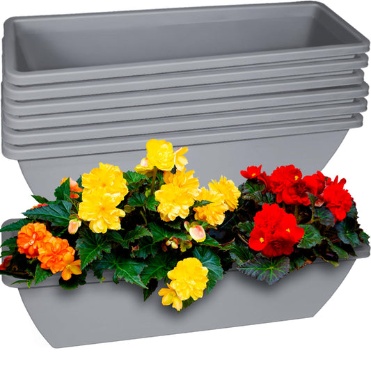 Tcevily 6 Pcs 24 inch Window Box Planter, Large Rectangular Flower Planter Boxes with Shelf Insert Plastic for Indoor and Outdoor Garden, Balcony Home Decor (6, 24 inch)