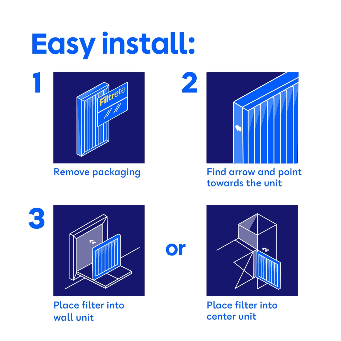 Filtrete 12x12x1 Air Filter, MERV 11, MPR 1000, Allergens & Pet Dander, 3-Month AC and Furnace Filters, Cleaner Air, Reliable Airflow, 4 HVAC Filters (Actual Size 11.68 x 11.68 x 0.81 in)