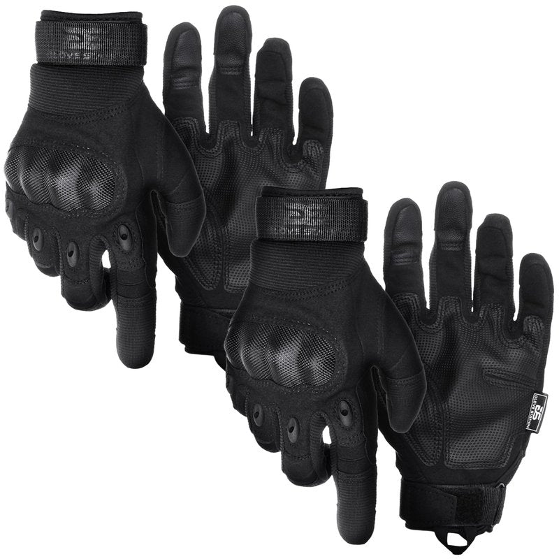 Glove Station Gloves for Men – Touchscreen Utility Gear with Hard Knuckle Protection Used in Motorcycle, Airsoft, & Outdoor Work Black - 2 Pack Small