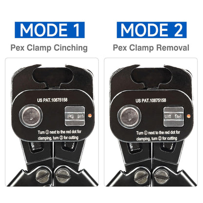 iCrimp PEX Clamp Tool Kit for 3/8-in, 1/2-in, 3/4-in, 1-in PEX Clamp Cinch & Removal, c/w 1/2''(20 Pack) and 3/4''(10 Pack) PEX Clamp Rings, PEX Tubing Cutter