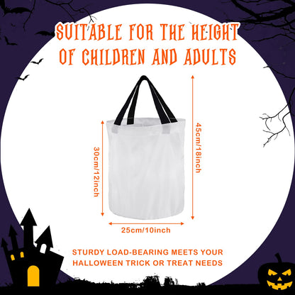 2 Pieces LED Light Halloween Trick or Treat Candy Bags Light up Goodie Trick or Treating Bags Kids Multipurpose Reusable Gift Bucket for Halloween Birthday Party Favor(White)