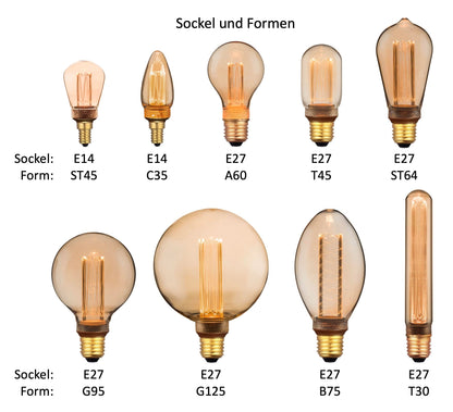 greenandco Vintage Design LED Bulb for Mood Lighting | E27 T45 | Amber | 4W 200lm | 1800K Extra Warm White | 320° | 230V | Flicker-Free | Non-dimmable | Edison Bulb