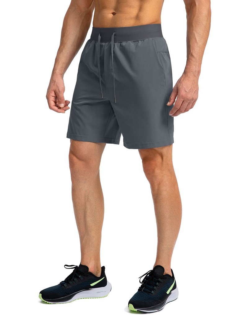 Soothfeel Men's Running Shorts with Zipper Pockets 7 Inch Lightweight Quick Dry Gym Athletic Workout Shorts for Men (Grey, XXL)