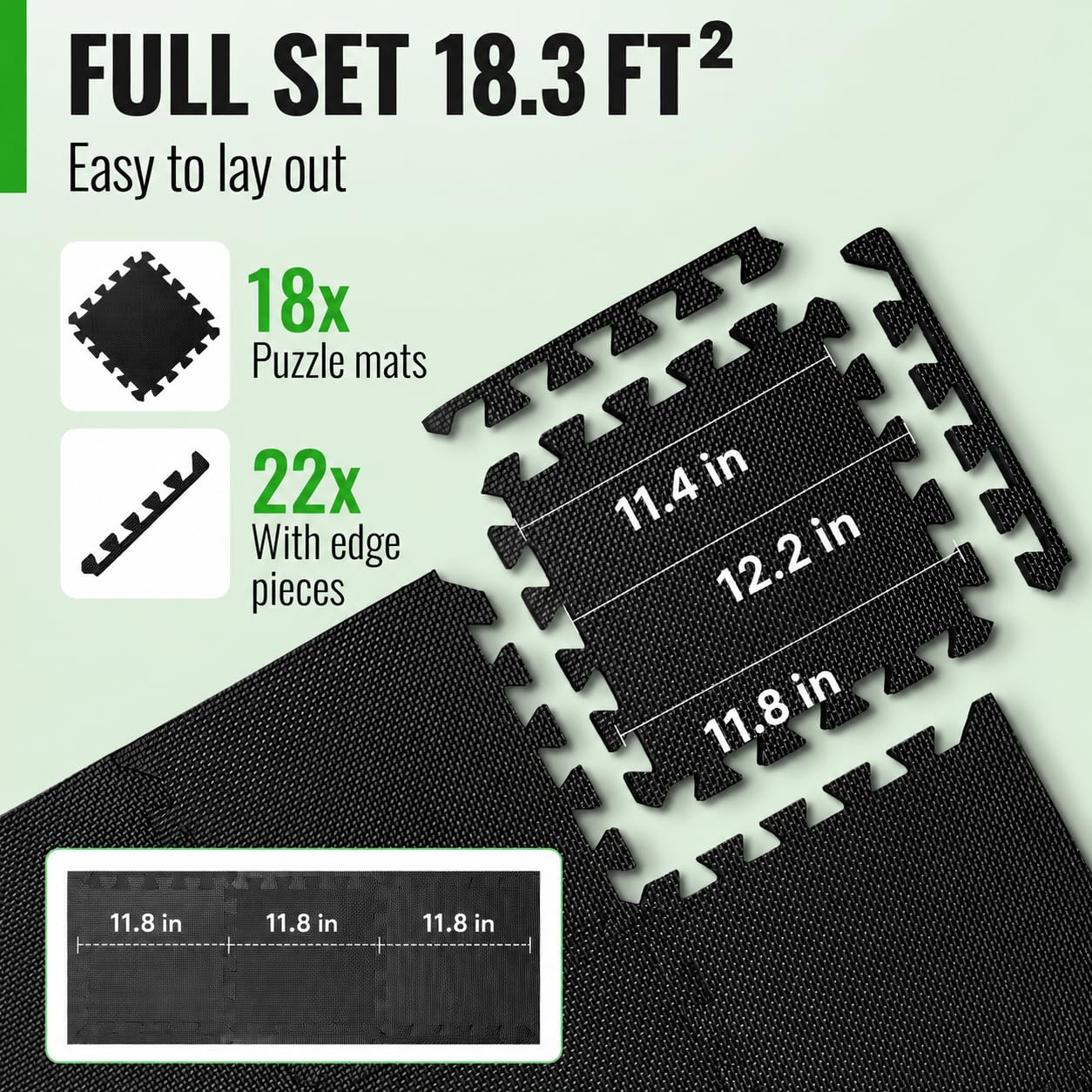 AthleticPro Floor Protection Mat with 18 sqft [12.6" x 12.6"] – Extra Thick Floor Mats [20% More Protection] – Non-Slip Protective Mats for Home Gym