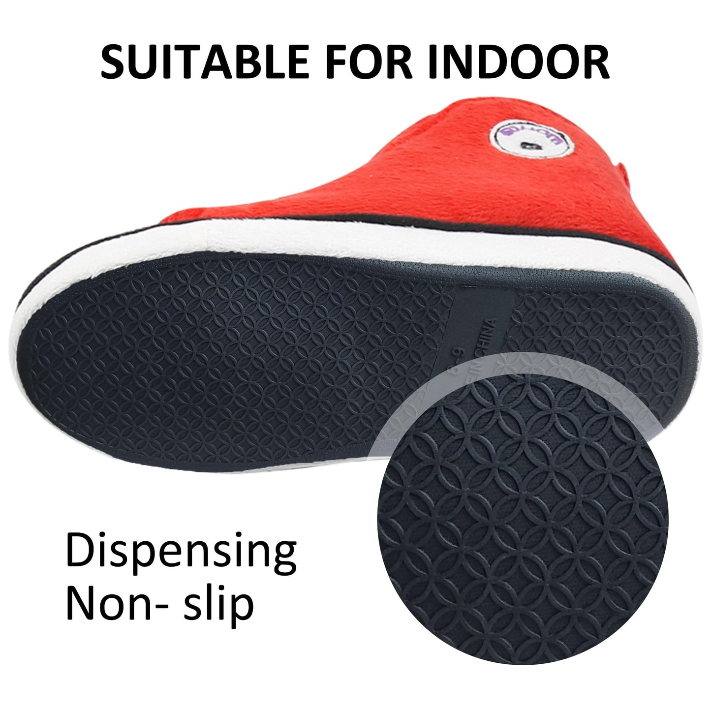 Gohom Women's Indoor Slippers Sneakers Boots House Warm Winter Halloween Slippers Boots Red Size 8