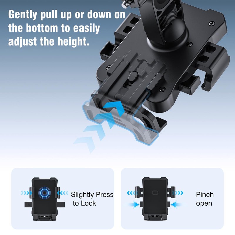 amzluv Bike Phone Holder Mount, Secure Handlebar Phone Mount Holder for Bike and Motorcycle, Suitable for iPhone and 4.5-6.8" Smartphones, Black