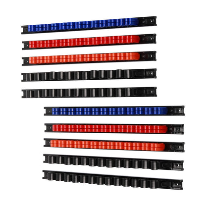 CASOMAN 10 pcs Screwdriver Organizer and Wrench Organizer, Wall Mount, Hand Tool Holder, Plastic Rail Wrench Hanger with Clips