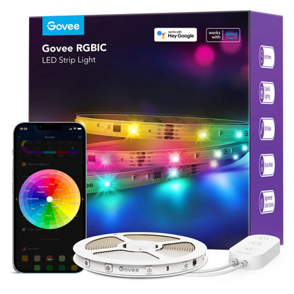 Govee RGBIC Alexa LED Strip Light 32.8ft, Smart WiFi LED Lights Work with Alexa and Google Assistant, Segmented DIY, Music Sync, Color Changing LED Strip Lights for Room, Kitchen, Desk, Holiday