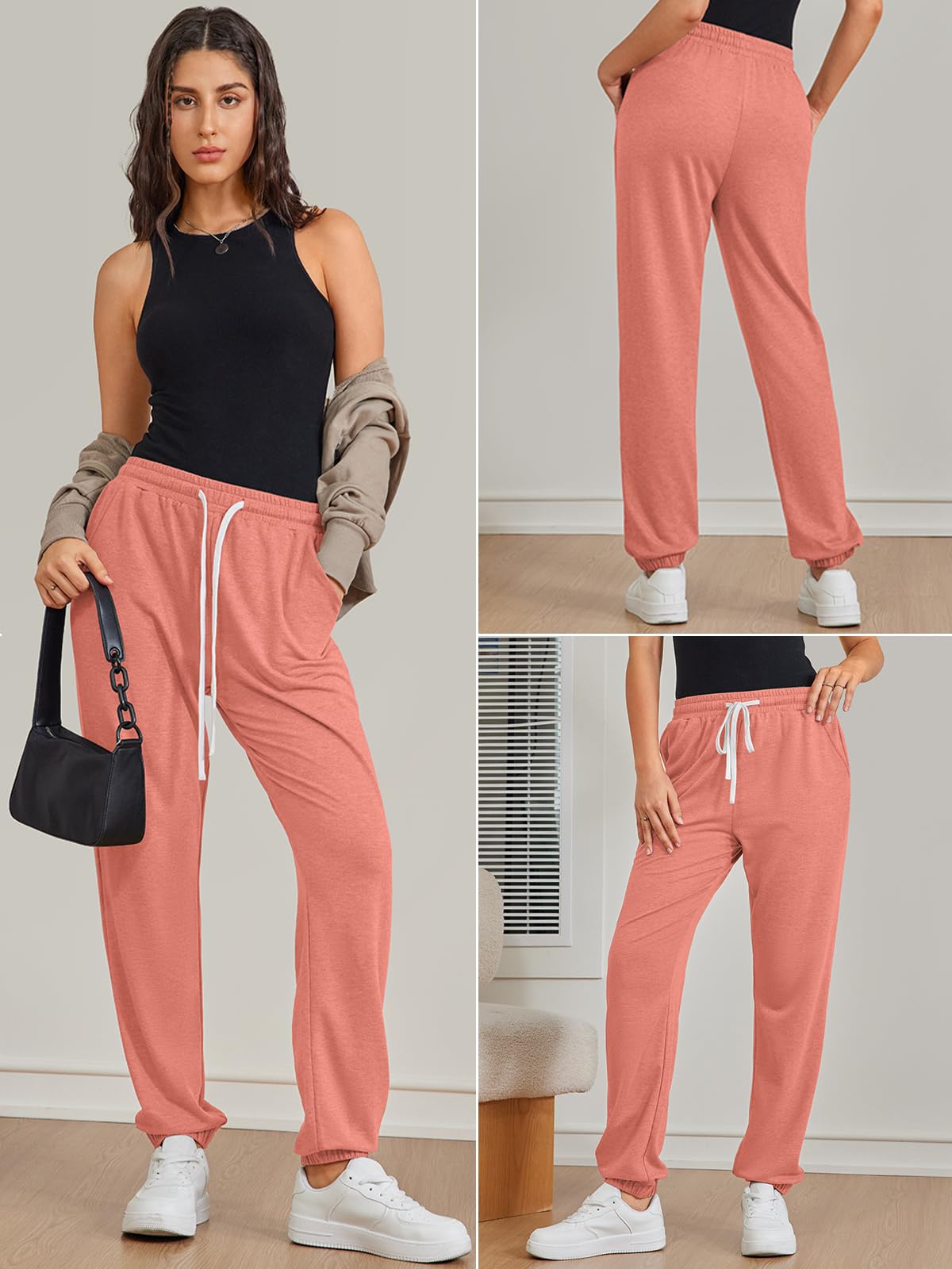 ATHMILE Halloween Clothes Sweatpants for Women with Pockets-Lounge Womens Pajams Pants-Womens Running Joggers Fall Clothes Outfits 2025 Orange Pink