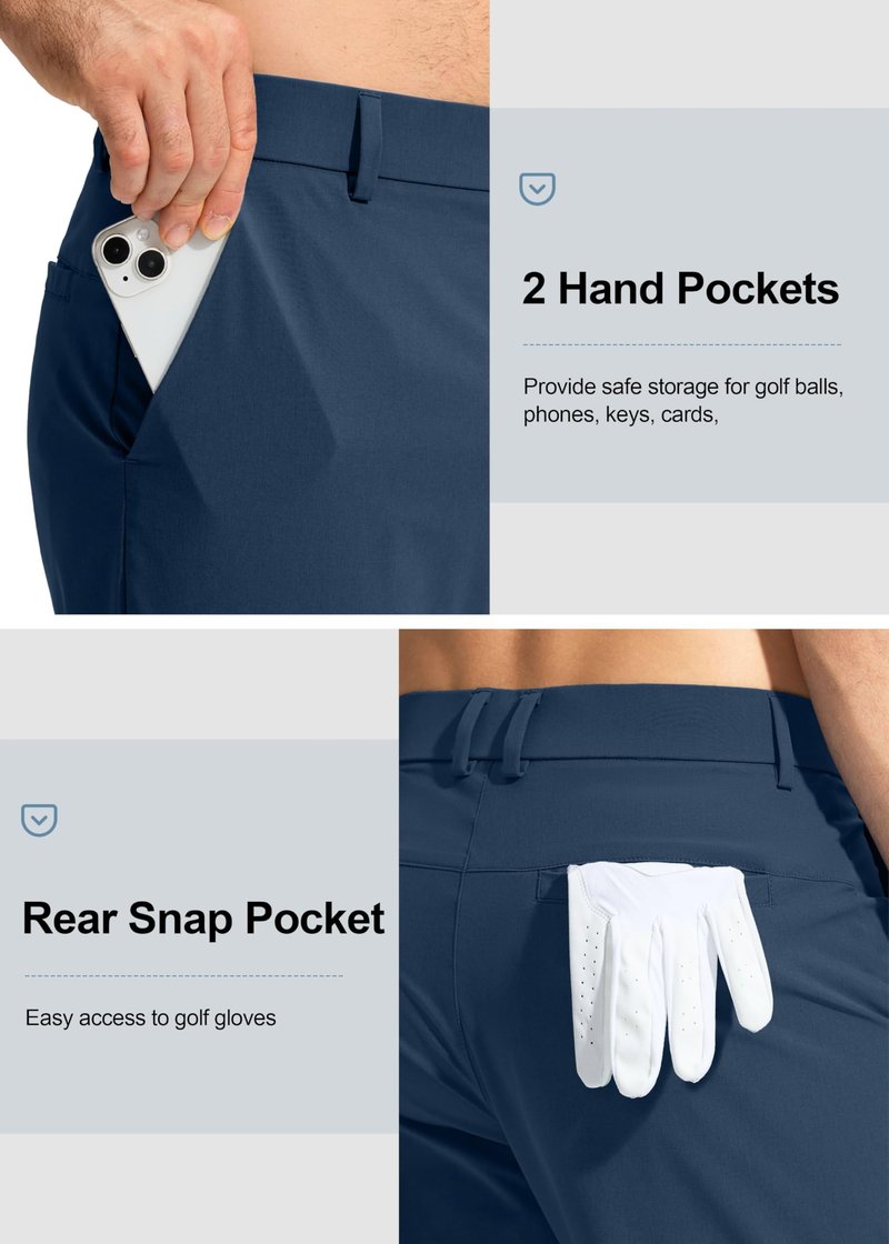 Pudolla Golf Pants for Men Stretch Dress Pants Mens Work Pants 30 Lightweight Quick Dry Casual Slacks Trousers with Pockets(Navy 32Wx30L)