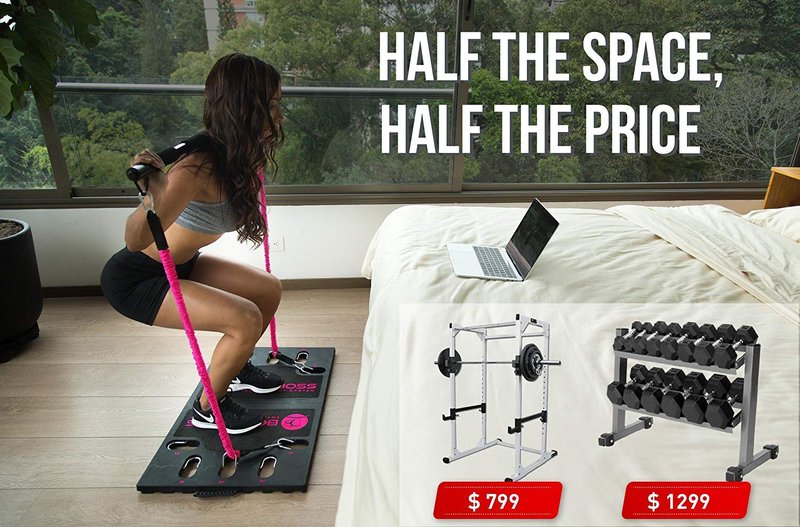 BodyBoss Home Gym 2.0 - Full Portable Gym Home Workout Package, Includes a Set of Resistance Bands (2) - Collapsible Resistance Bar, Handles + More- Full Body Workouts for Home, Travel or Outside
