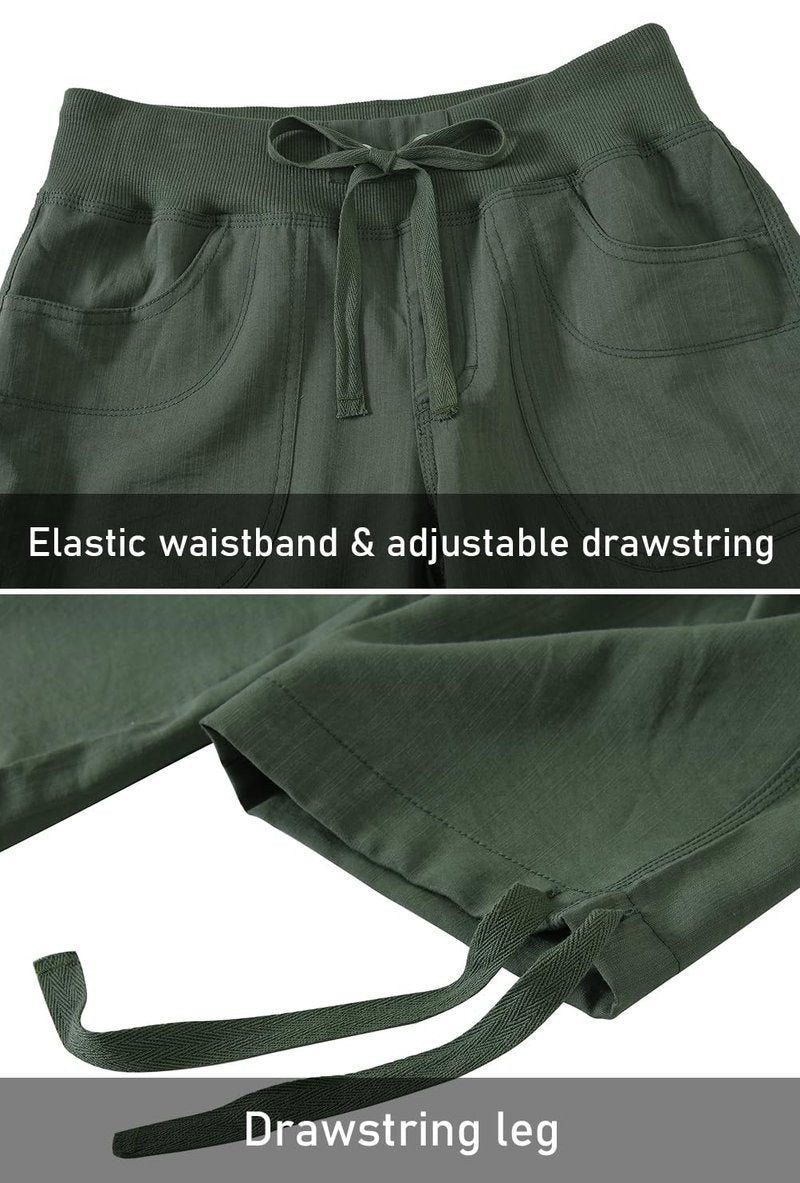 Womens Hiking Cargo Shorts Dry Fit Stretch Athletic Shorts with Pockets Army Green X-Small