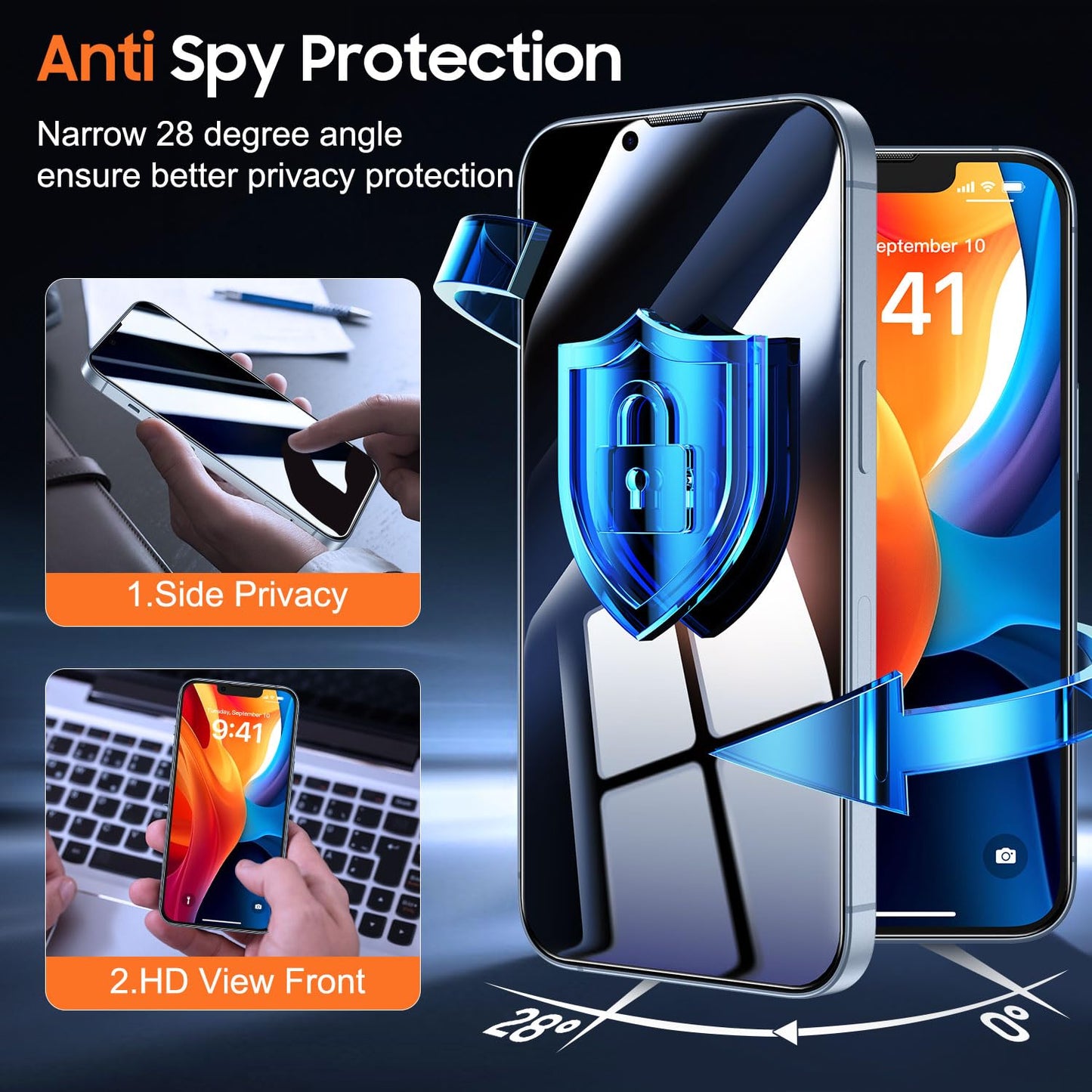 UniqueMe for iPhone 16 Pro Screen Protector - [Military Grade Shatterproof & 9H+ Hardness] Screen Protector 16 Pro Tempered Glass Full Coverage Protection, Easy Installation, 2 Packs