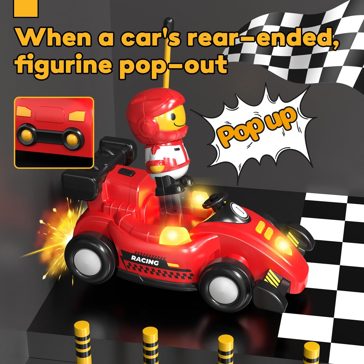 Lehoo Castle Toys for 1 2 3 Year Old Boy, Remote Control Cars for Kids Age 3, Pop-up RC Race Car 2 Year Old Boy Toys, Gifts for 1-3 Year Old Boys with Lights & Music