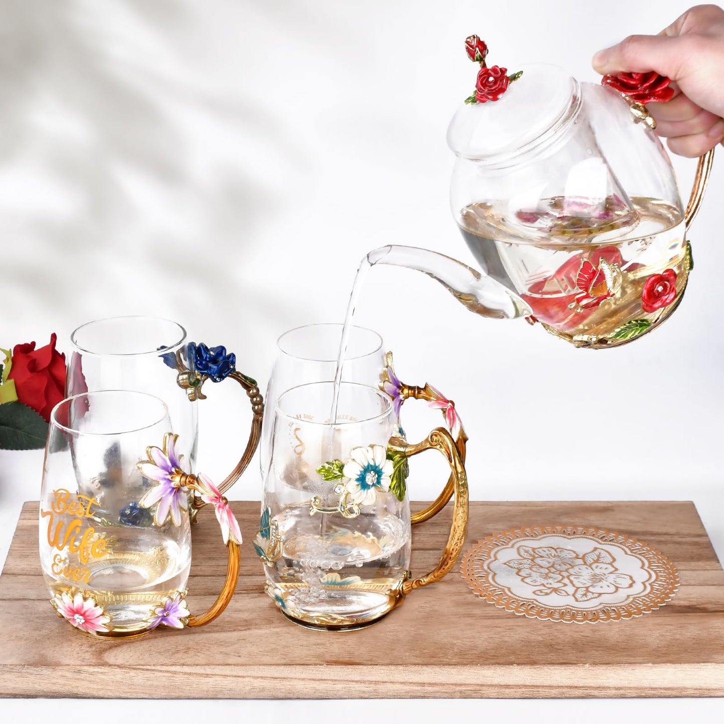 OEAGO Gifts for Mom Women Valentines Day Gifts for Her Glass Coffee Enamels Mug Best Birthday Valentine's for Girlfriend Wife Mothers Day from Daughter Son Tea Cup Stocking Stuffers Christmas