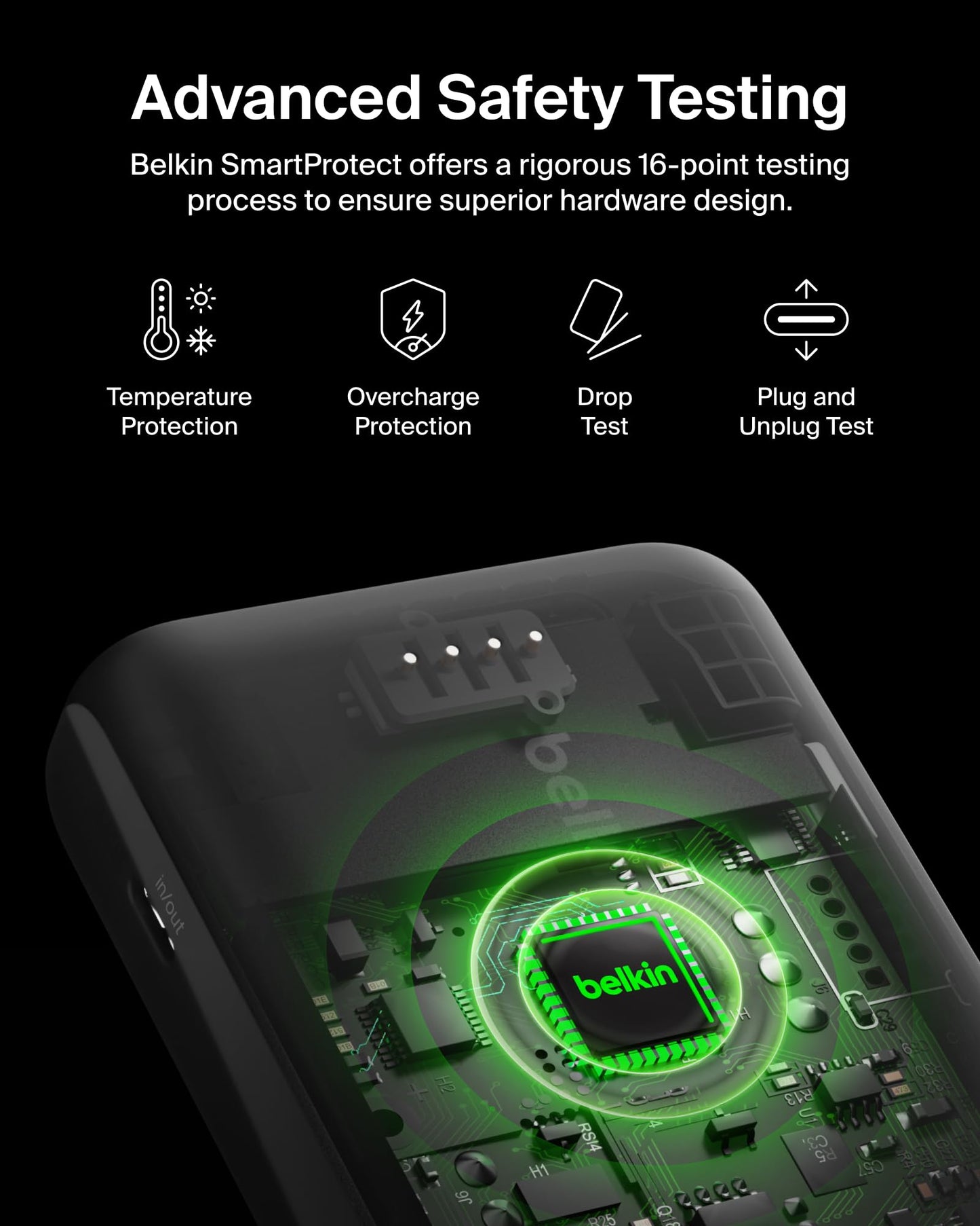 Belkin Portable Charger, Power Bank 10000 mAh, 23W w/Integrated Lightning Cable & USB-C Cable - iPhone Charger Battery Pack for Apple iPhone 16, 15, 14, Galaxy S25, Pixel 9, Travel Essentials - Black