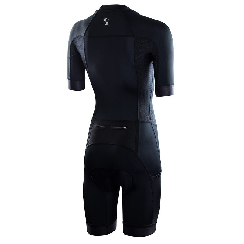 Synergy Women's Short Sleeve Trisuit (Black/White, Small)