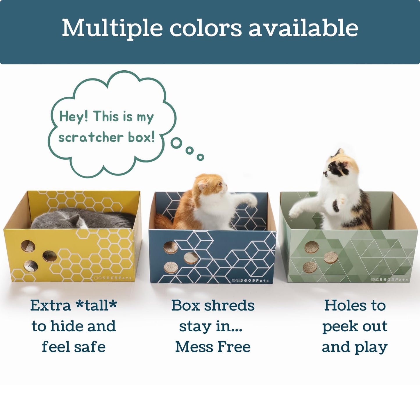 5609PETS Heavy Duty Cardboard Cat Scratcher Box with Refillable Double-Sided Cat Scratching Board for Indoor Cats