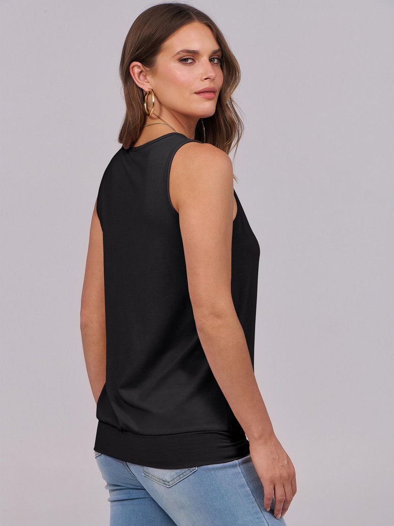 ANRABESS Women Tank Tops Summer V Neck Sleeveless Casual Loose Fit Cute Cami Basic T Shirts Solid Tees 2026 Trendy Outfits Black Large