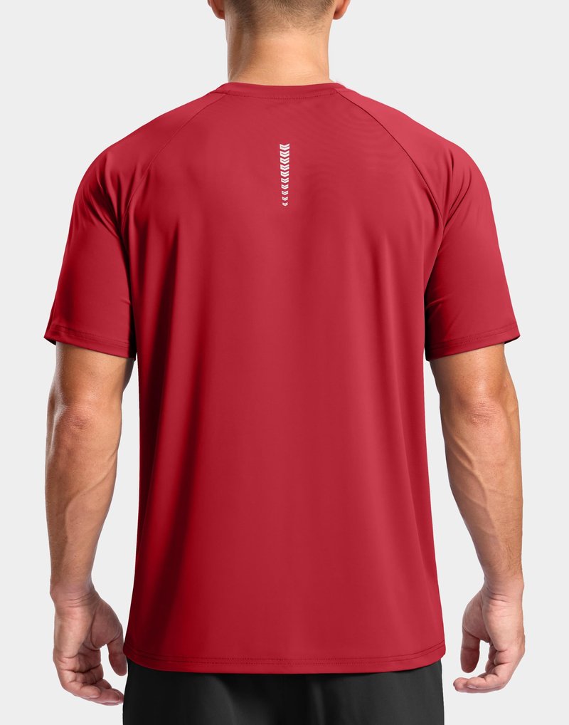 Men's Athletic Workout T-Shirts Moisture Wicking Cooling Running Shirts Short Sleeve Performance Tee for Gym Tennis(Red,M)