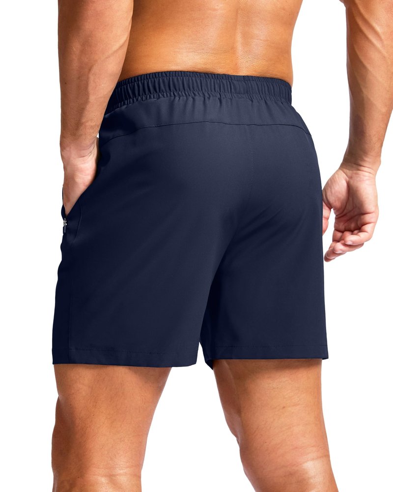 G Gradual Men's Athletic Running Shorts with Zipper Pockets Quick Dry 7"/ 5"/ 9" Workout Gym Shorts for Basketball Hiking(Navy,5M)