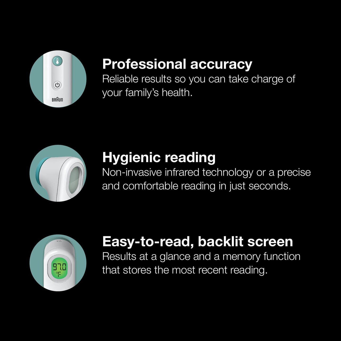 Braun Sensian Contact 5 Forehead Thermometer - Gentle Digital Thermometer with Professional Accuracy and Color Coded Temperature Guidance for All Ages, FSA and HSA Eligible