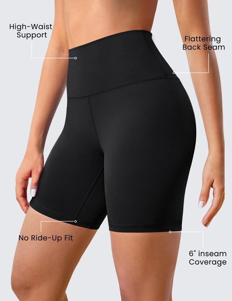 BAYDI Clouduxi Biker Shorts for Women 6" - High Waisted Soft Stretch Workout Yoga Gym Running Athletic Shorts Black