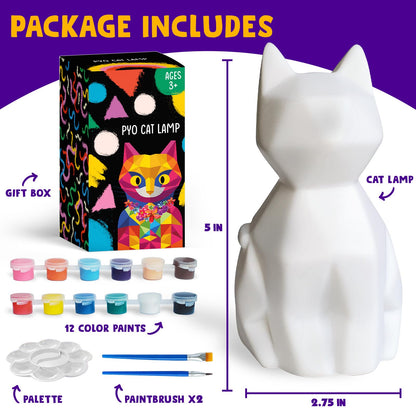 Goodyking Paint Your Own Cat Lamp Kit, DIY Cat Crafts Night Light, Painting Kit Arts & Crafts for Kids Ages 8-12, Art Supplies Birthday Party Holiday Gift for Teens Girls Boys Age 3 4 5 6 7 8