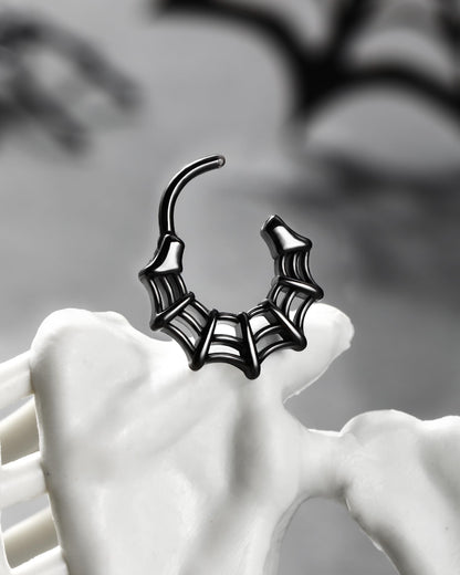 COCHARM Black Spider Web Septum Ring Halloween Septum Nose Rings 16G Helix Hoop Earring Black Daith Piercing Jewelry Stainless Steel