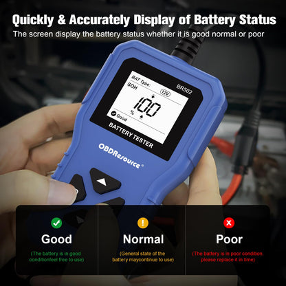 Car Battery Tester 6V 12V 24V Battery Voltage Tester, BR502 100-2000 CCA 2Ah-220Ah Internal Resistance Tester Automotive Accurate Digital Auto Battery Analyzer for Car Truck Marine Motorcycle SUV Boat