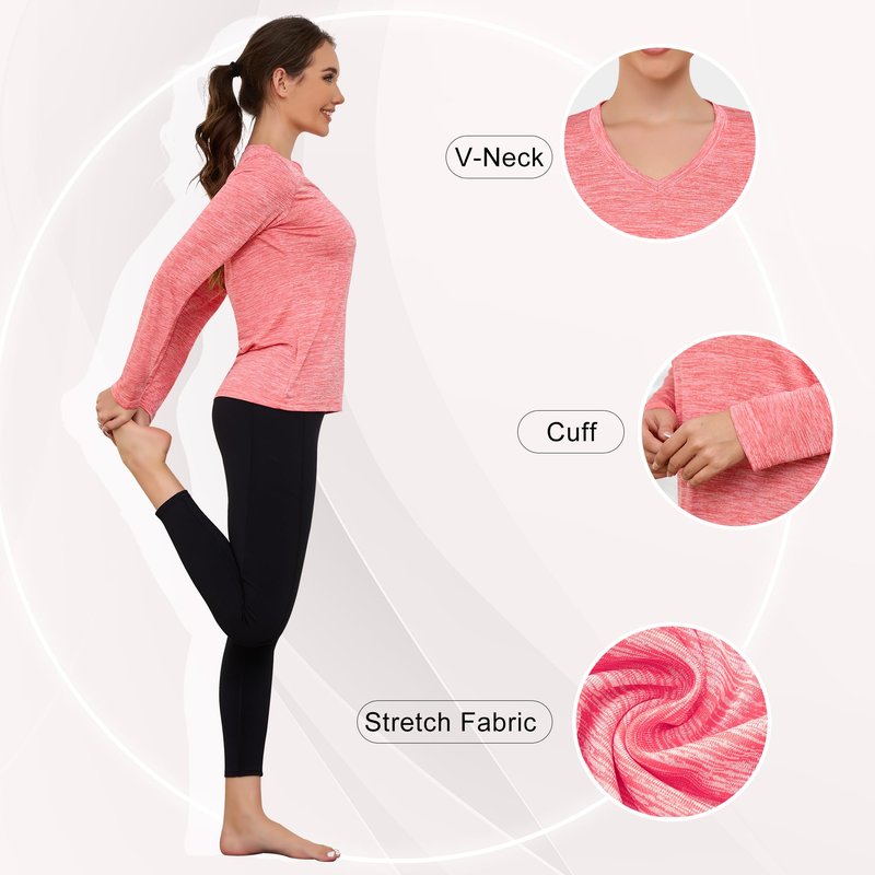7 Pack Womens Long Sleeve Workout Tops Moisture Wicking Athletic Shirts Running Quick Dry V Neck T Shirts for Women