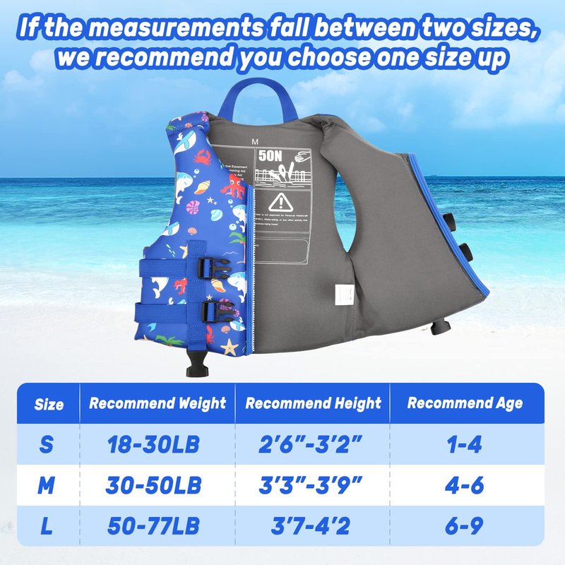 Kids Swim Vest, Child Swimming Jacket Toddler Floaties Swim Float Aid with Emergency Whistle for Boys Girls Ages 1-9 Years Old